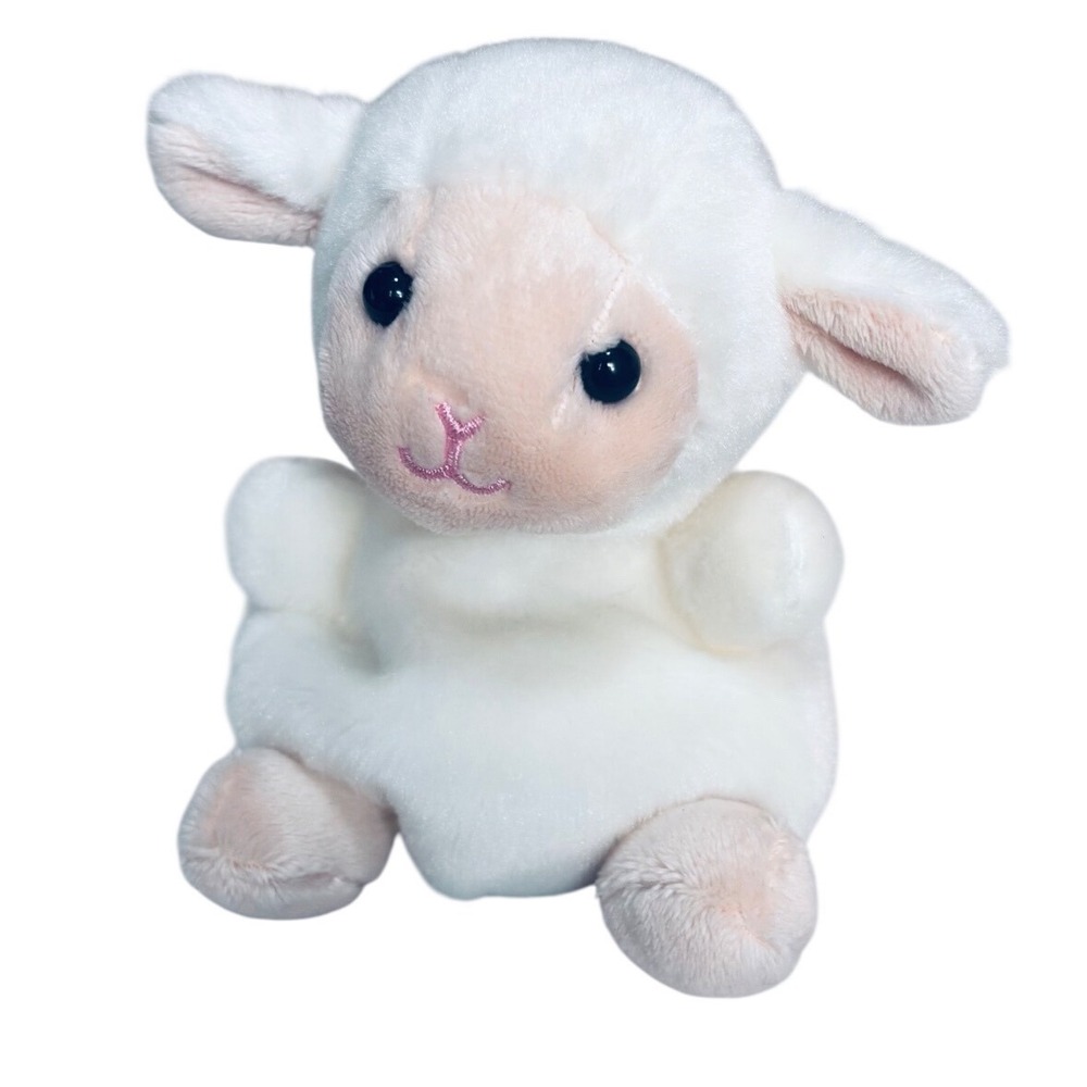 Aurora Palm Pals Woolly Lamb Plush White Cream Sheep 5" Mini Stuffed Animal
